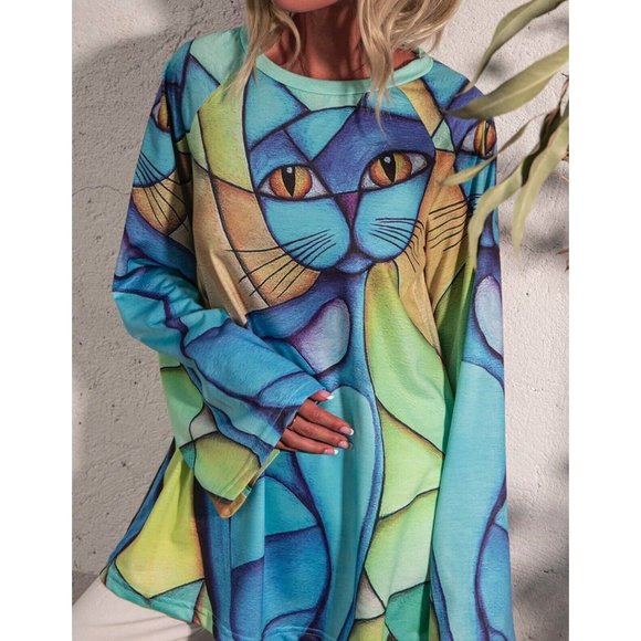 Striped Casual Cotton-Blend Printed Tops M - Picture 2 of 5